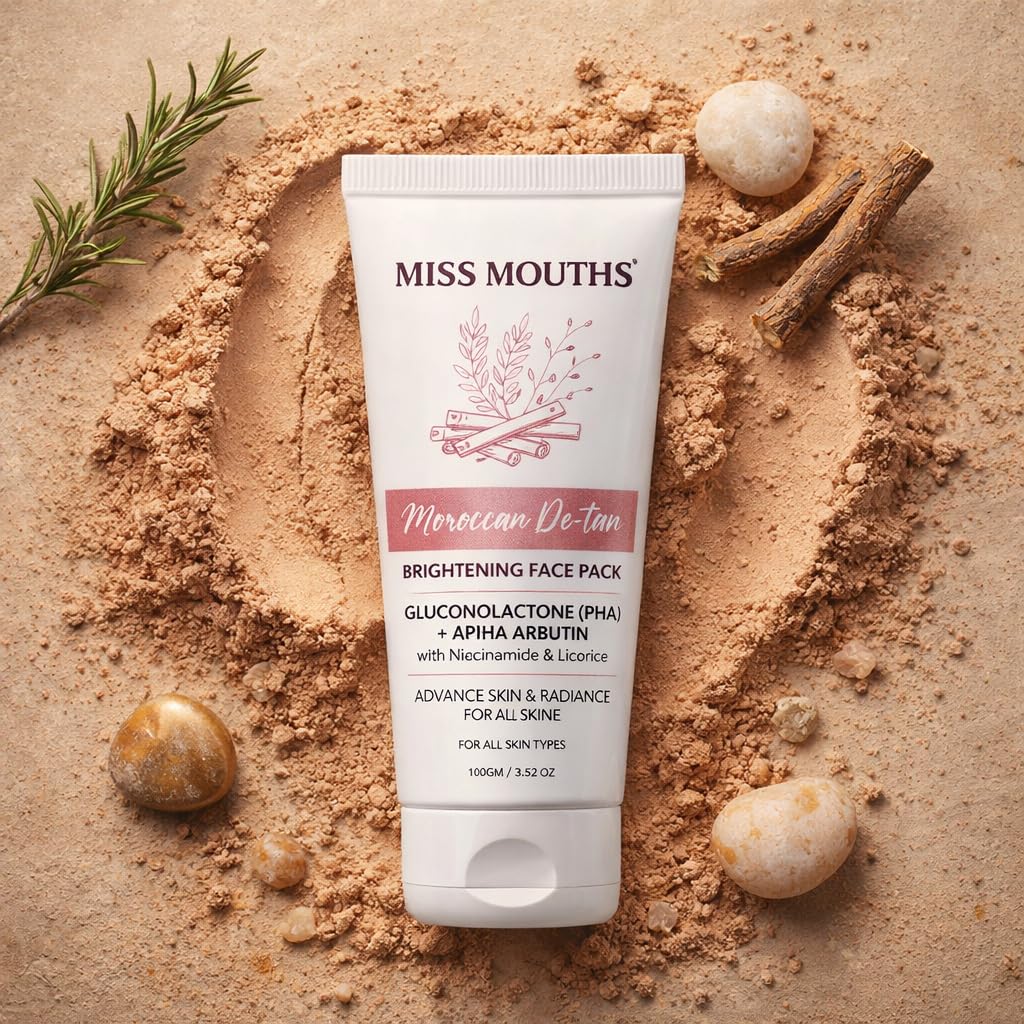 SAYA Moroccan De-Tan Face Pack 70g | Advanced Tan Removal & Skin Brightening | Gluconolactone (PHA), Alpha Arbutin, Niacinamide & Licorice | Reduces Pigmentation, Dark Spots & Dullness | Instant Glow for All Skin Types (PACK OF 1) - Image 3