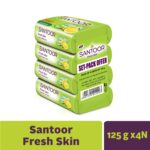 Santoor Fresh Skin Aloe Vera & Lime Bathing Soap with Nourishing & Anti-Aging Properties| For Smooth & Soft and Younger-Looking Skin| For All Skin Types| 125g, Pack of 4 - Image 3