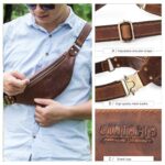 Contacts Fanny Pack Waist Bag Multifunction Genuine Leather Hip Bum Bag Travel Pouch for Men and Women- Sturdy Metal Zippers | Adjustable Belt & Brass Lock (Hunter Brown) - Image 3