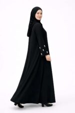 Women's Black Abaya with Embroidered Sleeves, Long Sleeve Dress, Modest Islamic Wear - Image 6