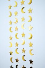 Moon Star Golden Paper Frills Pack of 4 | Ramadan Eid Umrah Mubarak Hanging Decoration | 110 cm Long Festive Wall & Ceiling Decor Garland - Image 3