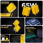 Nu Republic Cybotron 65W GaN Superfast Wall Charger with Type-C to Type-C Cable, 65W Output (Yellow), Type-C and USB-A Enabled Smartphones, Tablets, laptops, and Other Electronics Gadgets - Image 4