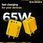 Nu Republic Cybotron 65W GaN Superfast Wall Charger with Type-C to Type-C Cable, 65W Output (Yellow), Type-C and USB-A Enabled Smartphones, Tablets, laptops, and Other Electronics Gadgets - Image 7