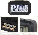 Kadio Small Digital Alarm Clock Large Display Bedside Clock with Luminous Temperature Calendar, Battery Powered Alarm Clock for Bedroom Office Desk Table (Black) - Image 6
