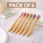 Oblivion Bamboo Toothbrush – Natural Biodegradable Wooden Toothbrush with Medium Bristles for Daily Oral Care – Zero Waste and Plastic Free Dental Hygiene Brush for Adults and Family Use (Pack of 6) - Image 3
