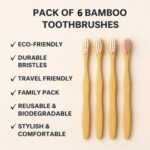 Oblivion Bamboo Toothbrush – Natural Biodegradable Wooden Toothbrush with Medium Bristles for Daily Oral Care – Zero Waste and Plastic Free Dental Hygiene Brush for Adults and Family Use (Pack of 6) - Image 4