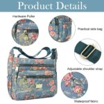 PALAY® Crossbody Bag for Women Nylon Shoulder Bags Floral Multi-Pocket Purse Sling Bag for Woman - Image 3