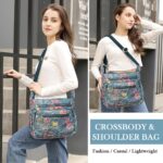 PALAY® Crossbody Bag for Women Nylon Shoulder Bags Floral Multi-Pocket Purse Sling Bag for Woman - Image 5