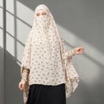 Bashariya Full Size Crepe Khimar For Women and Girls With Digital Print(Beige Print) - Image 5