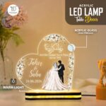 Custom Muslim Couple LED Lamp | Personalized Islamic Acrylic Night Light with Name Date | Engagement Ceremony Gift | Nikah Mubarak Wedding | Table Accent for Home Display (5.5x5.5 Inch) - Image 3