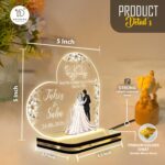 Custom Muslim Couple LED Lamp | Personalized Islamic Acrylic Night Light with Name Date | Engagement Ceremony Gift | Nikah Mubarak Wedding | Table Accent for Home Display (5.5x5.5 Inch) - Image 4