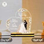 Custom Muslim Couple LED Lamp | Personalized Islamic Acrylic Night Light with Name Date | Engagement Ceremony Gift | Nikah Mubarak Wedding | Table Accent for Home Display (5.5x5.5 Inch) - Image 5
