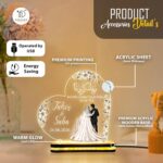 Custom Muslim Couple LED Lamp | Personalized Islamic Acrylic Night Light with Name Date | Engagement Ceremony Gift | Nikah Mubarak Wedding | Table Accent for Home Display (5.5x5.5 Inch) - Image 6
