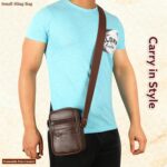Pramadda Pure Luxury Boss SMALL Leather Sling Bag for Men Women | Classic Chest Slinger | Mobile Pocket Sling Bags for passport documents essential items| corporate gifts items. - Image 4