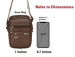 Pramadda Pure Luxury Boss SMALL Leather Sling Bag for Men Women | Classic Chest Slinger | Mobile Pocket Sling Bags for passport documents essential items| corporate gifts items. - Image 9