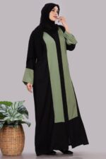 Women's Long Sleeves Fursan Fabric Double Colour Panel Full Length Islamic Abaya Burqa - Image 5