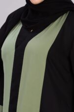 Women's Long Sleeves Fursan Fabric Double Colour Panel Full Length Islamic Abaya Burqa - Image 8