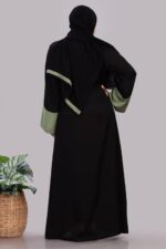 Women's Long Sleeves Fursan Fabric Double Colour Panel Full Length Islamic Abaya Burqa - Image 9