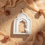 Arabic Design Islamic Architecture Ornament Gold Accents Ramadan Decoration Festive Atmosphere Eid Mubarak Decor Speckled Finish for Dining Table, Living Room, Single Door Cannon - Image 3