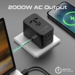 Promate Travel Adapter, Universal GaN Charge Adapter with 2000W AC Socket, 100W Four USB-C Power Delivery Ports, QC 3.0 Port, Auto-Resetting Fuse and Surge Protect for iPhone 15,TripMate-GaN100 - Image 5