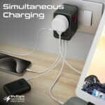 Promate Travel Adapter, Universal GaN Charge Adapter with 2000W AC Socket, 100W Four USB-C Power Delivery Ports, QC 3.0 Port, Auto-Resetting Fuse and Surge Protect for iPhone 15,TripMate-GaN100 - Image 6