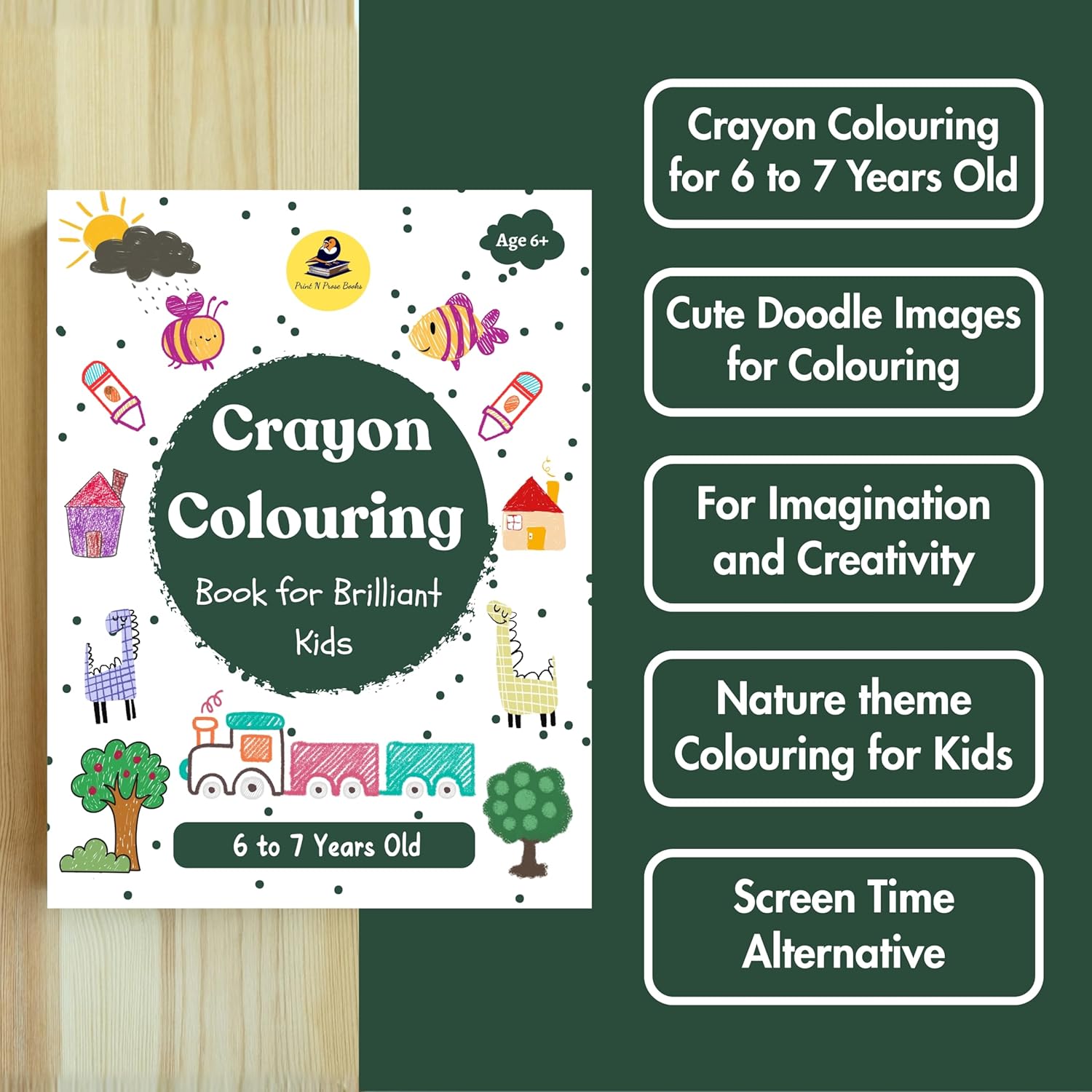Crayon Colouring Book for Brilliant Kids 6 to 7 Years Old | Coloring Activity Book for Kids | Birthday Gifts for Kids, Boys & Girls | Beautiful Nature Coloring | Scenery - Image 3