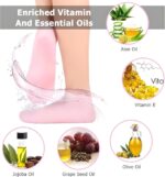 Silicone Pedicure Socks Ultra Soft Moisture Lock Foot Mask Reusable Gel Therapy Socks for Home Spa Care Smooth Heels Toes & Cracked Feet Treatment (Blush Pink) - Image 6
