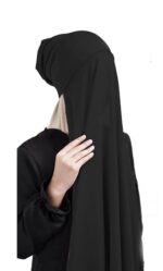 Instant Hijab, Black, One-Piece Pull-On Style, Ready to Wear Head Covering - Image 3