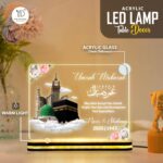 Custom Umrah Mubarak Acrylic LED Night Lamp | Custom Name Islamic Light Kaaba Theme | Ramadan Gift Eid Decoration USB Powered Table Lamp | Bedroom Spiritual Decor | Size (8x6) Inch - Image 3