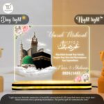 Custom Umrah Mubarak Acrylic LED Night Lamp | Custom Name Islamic Light Kaaba Theme | Ramadan Gift Eid Decoration USB Powered Table Lamp | Bedroom Spiritual Decor | Size (8x6) Inch - Image 5