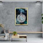 Craftnest Creations 30X20 CM Ayatul Kursi Wall Art - Engineered Wood Wall Decor Frame With Hook | Easy To Clean Islamic Frame For Home, Room Painting for Muslims Dark Blue (Without Front Mirror) - Image 4