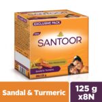 Santoor Skin Moisturizing Sandal & Turmeric Bathing Soap with Nourishing & Anti-Aging Properties| For Soft & Smooth and Younger-Looking Skin| For All Skin Types| Pack of 8, 125g - Image 3