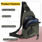 Storite Small Sling Crossbody Bag for Men Women, Waterproof Backpack Shoulder Daypack Cross Body Chest Bags With USB Charger Port for Casual Travel Hiking Outdoor Sports (Olive - 31 x 17 x 8 Cm) - Image 6