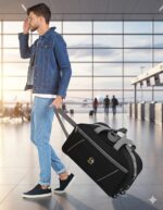 45L Trolley Duffel Bag Travel Luggage for Travelling Men & Women Cabin Travel Bag in Black Polyester - Image 5