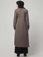 2 peise abaya Dress with Elasticated Sleeves made with Nida Matte Fabric - Knee length Burqa for Women and Girls Side pocket - Image 3