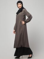 2 peise abaya Dress with Elasticated Sleeves made with Nida Matte Fabric - Knee length Burqa for Women and Girls Side pocket - Image 5
