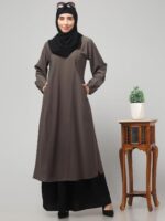 2 peise abaya Dress with Elasticated Sleeves made with Nida Matte Fabric - Knee length Burqa for Women and Girls Side pocket - Image 6