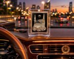 Makka Madina Silver Plated Acrylic Frame with Crystal Clear Stand Islamic Home Decor Showpiece for Car Dashboard Office Table Muslim Gift - Image 5