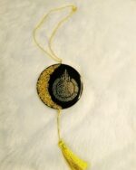 Hasbi Resin Handcrafted Islamic Arabic Ayatul kursi & Travel Dua Calligraphy Car Hanging| with Gold Chain & Tassel Decoration(Black) - Image 4