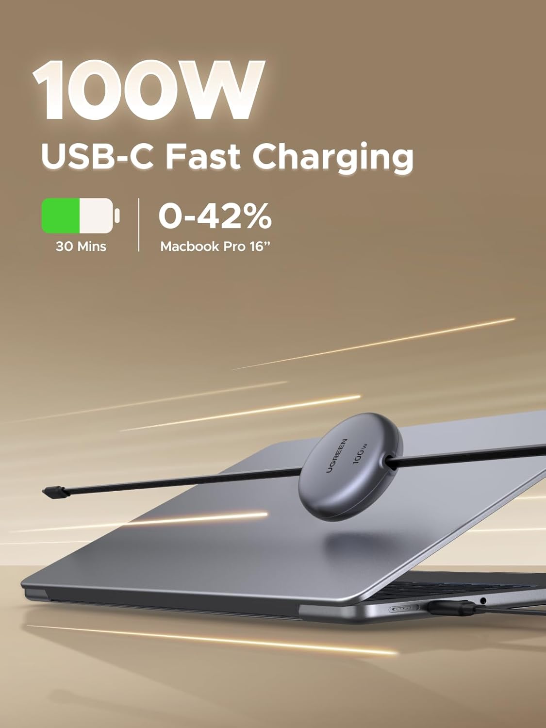 UGREEN 100W Retractable USB C Cable, Fast Charging Type C Cord, PD 3.0 PPS 5A 20V USB-c to USB-c Cable Compatible with iPhone 17 16, MacBook Pro, iPad, Galaxy S25 Ultra, Black, 1M - Image 3