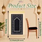42 x 36 Inch Digital Print Velvet janamaz | Washable Prayer Mat | Navy Blue Multipurpose Soft Prayer Rug/Aasan for Daily Salah, Janimaz Namaz, Comfortable & Durable for Daily Use - Pack of 1 - Image 5