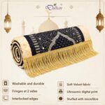 42 x 36 Inch Digital Print Velvet janamaz | Washable Prayer Mat | Navy Blue Multipurpose Soft Prayer Rug/Aasan for Daily Salah, Janimaz Namaz, Comfortable & Durable for Daily Use - Pack of 1 - Image 6