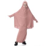 bnf Girl Muslim Islamic Long Sleeve Two-Piece Prayer Dress Abaya Dark Pink L | Clothing Shoes & Accessories | Kids Clothing Shoes & Accs | Girls Clothing (Sizes 4 & Up) | Dresses - Image 3