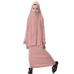bnf Girl Muslim Islamic Long Sleeve Two-Piece Prayer Dress Abaya Dark Pink L | Clothing Shoes & Accessories | Kids Clothing Shoes & Accs | Girls Clothing (Sizes 4 & Up) | Dresses - Image 4