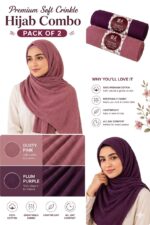 Aayathijab Premium Soft Crinkle Hijab Combo, Plum Purple and Dusty Pink, 100% Cotton, Breathable, Lightweight, Pack of 2 - Image 3