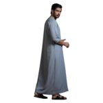 mashroo Grey Naqi Moroccan Thobe Jubba for Men (3XL) - Image 5