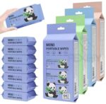 Mini Wipes Travel Size Wet Wipe 8 Pack Total 64 Mini Portable Wet Wipes Pack with Panda Design, Soft Disposable Cleaning Tissue for Baby Care, Travel, Office (Pack of 8)) - Image 3