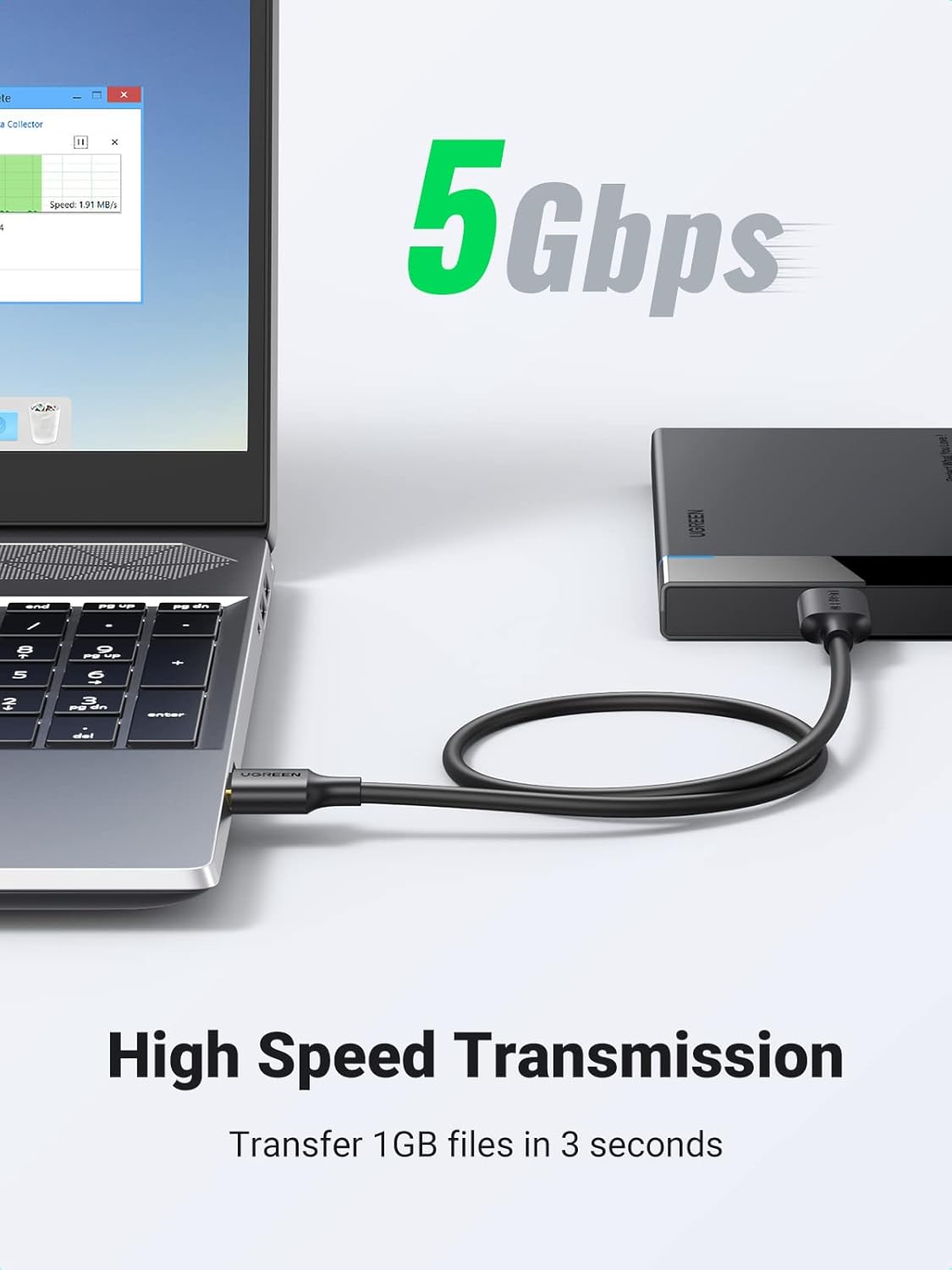 UGREEN Micro USB 3.0 Cable Type A to Micro B Male Hard Drive Cord 5Gbps Data Sync and Charging Wire Compatible with Galaxy S5, Note 3, HDD, WD My Passport/Elements Drives 1M - Image 3