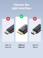 UGREEN Micro USB 3.0 Cable Type A to Micro B Male Hard Drive Cord 5Gbps Data Sync and Charging Wire Compatible with Galaxy S5, Note 3, HDD, WD My Passport/Elements Drives 1M - Image 8