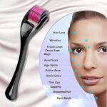 540 Titanium Microneedle Derma Roller for Face, Beard & Hair Growth | Skin Care Roller for Acne Scars, Fine Lines & Glowing Skin | Ergonomic Handle Derma Roller Tool for Men & Women (Black/Purple) - Image 4